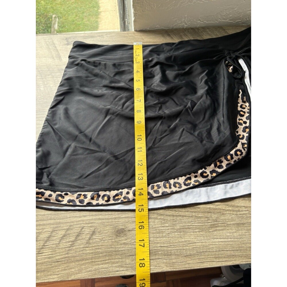 Women’s Black Leopard Halter Top and Skirt Swimsuit Set Size 2X - Picture 5 of 13